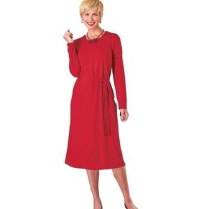 Serengeti long sleeve Side-Tie Ponte Knit Women’s Dress in Ted size Large